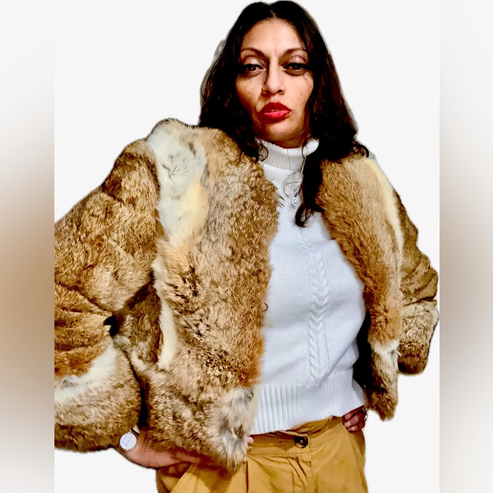 Fabulous Vintage Genuine Rabbit Fur Patchwork Jacket